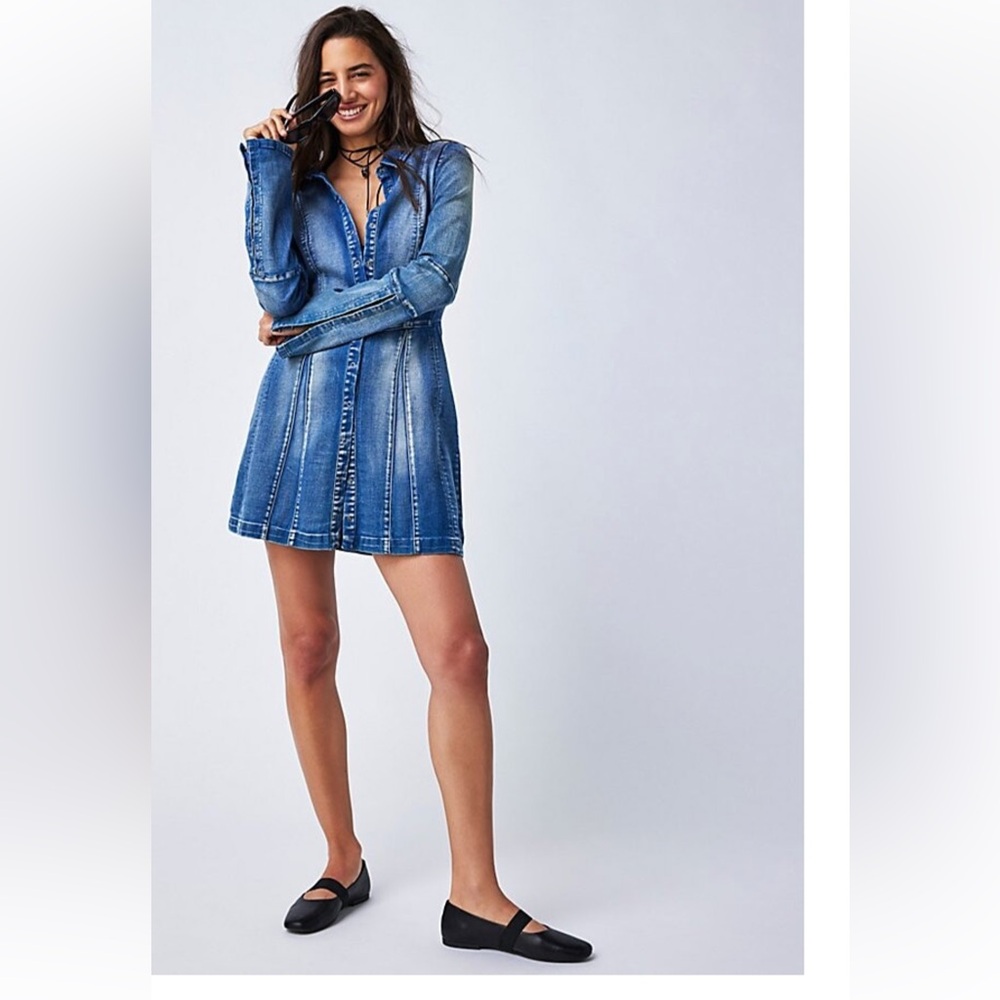 NWT free people Thea denim mini dress XS